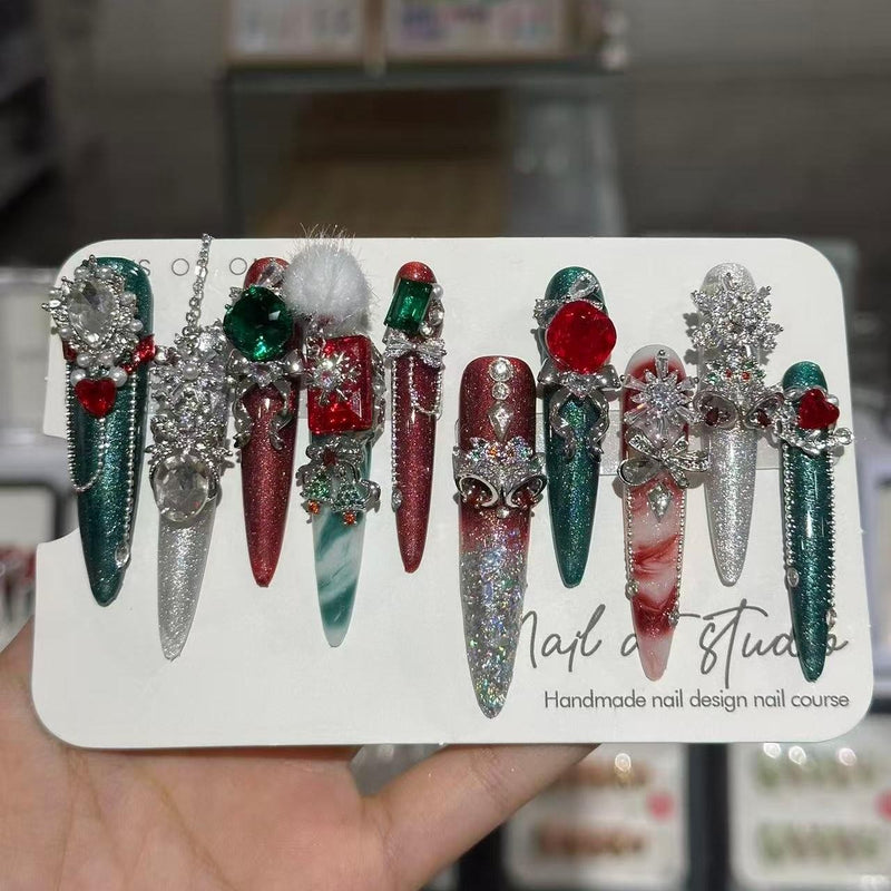 RareGoddess Handcrafted Press-On Nails 5.5长尖圣诞